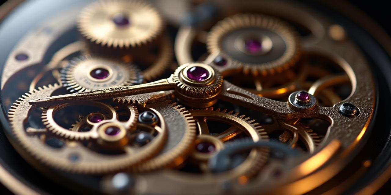 Mecanismo de reloj de lujo de cerca